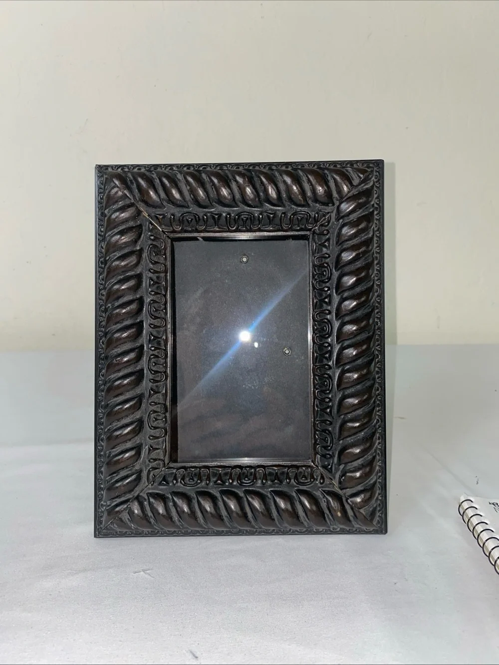Ornate Dark Brown Rope-Edge Photo Frame
